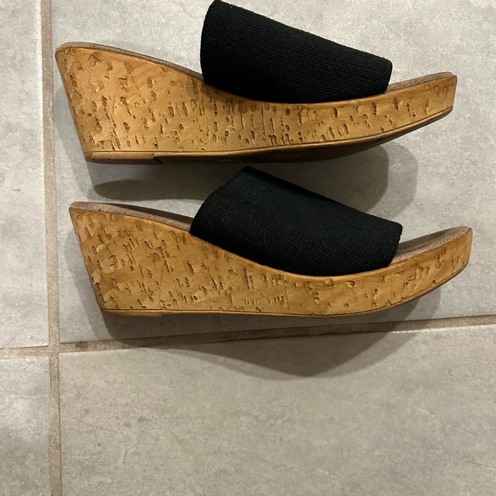 Black Wedge Sandals
